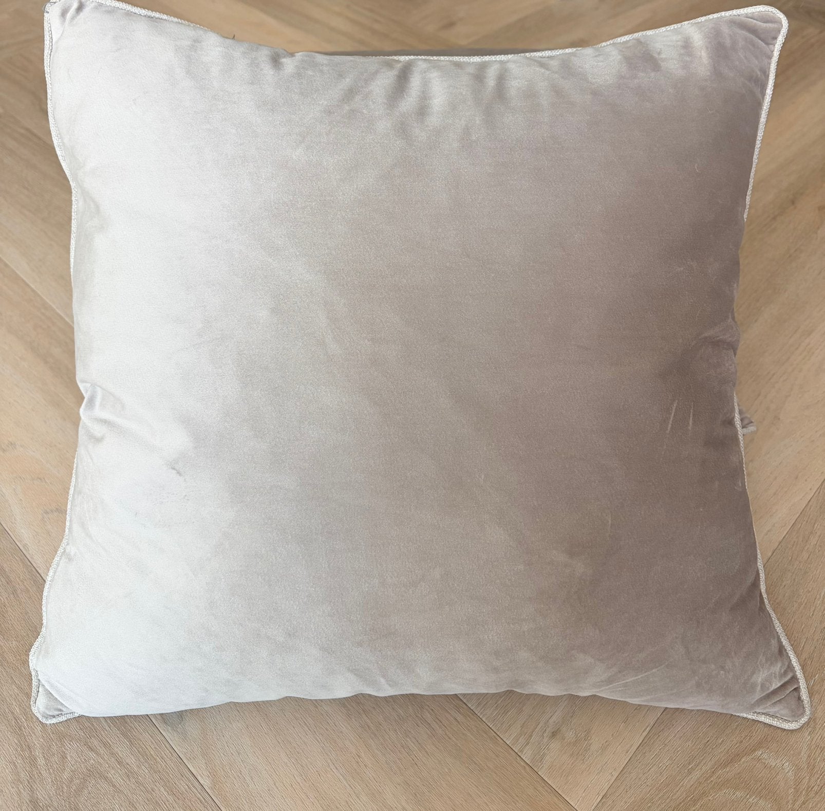 Nieuw 2 beige velvet sierkussens veren rits Japandi effen, Beige, Vierkant, Nieuw, Ophalen of Verzenden