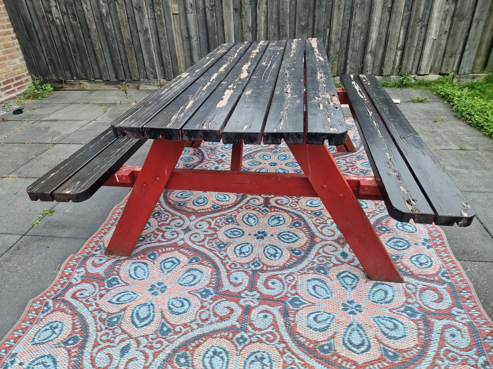 Picknicktafel prima staat alleen geverfd worden, Ophalen, Gebruikt, Rechthoekig, Hout