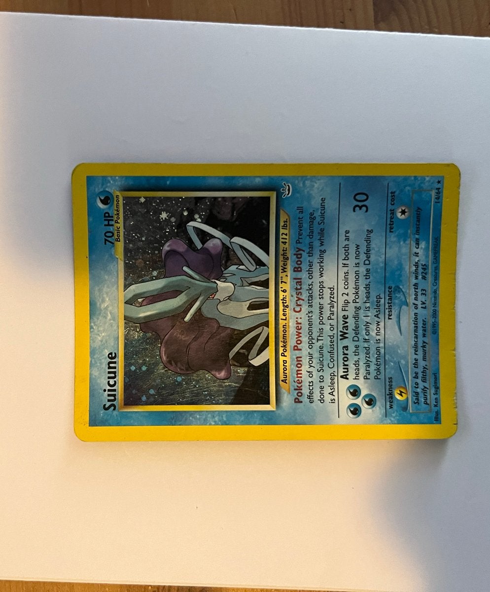 Suicune Pokémon Kaart - Crystal Body 70 HP, Ophalen of Verzenden, Gebruikt, Losse kaart