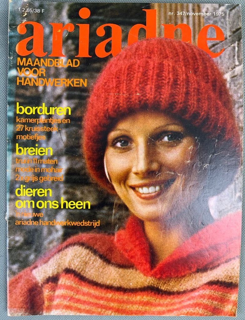 Vintage 70s handwerk tijdschrift Ariadne nr 347 nov 1975, Hobby en Vrije tijd, Ophalen of Verzenden, Zo goed als nieuw, Breien of Haken