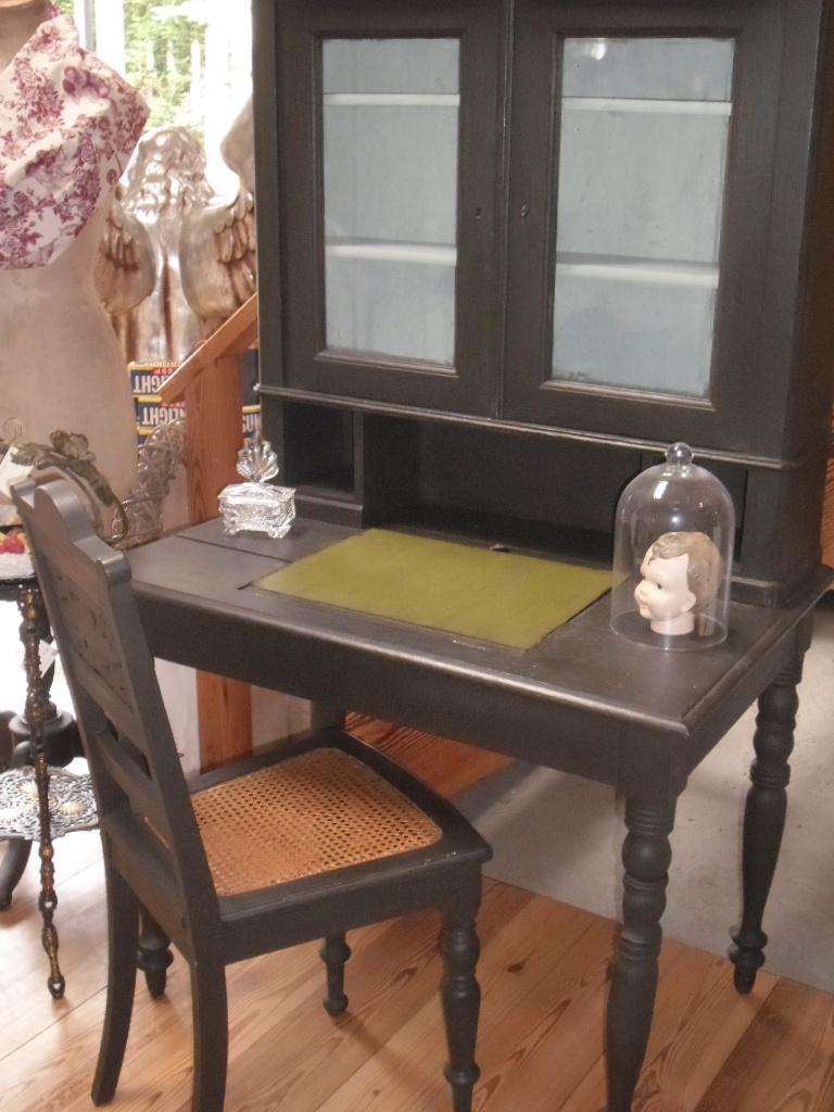 Schitterend brocante bureau inclusief stoel, Ophalen, Gebruikt, Zwart