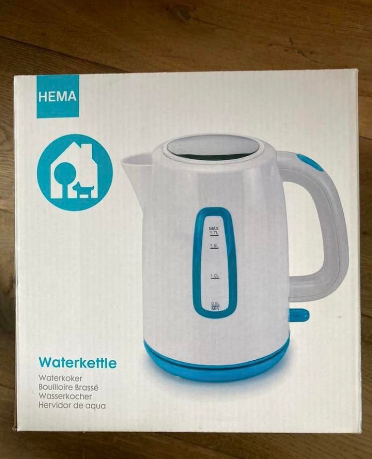 Hema waterkoker wit turquoise, Ophalen of Verzenden, Nieuw