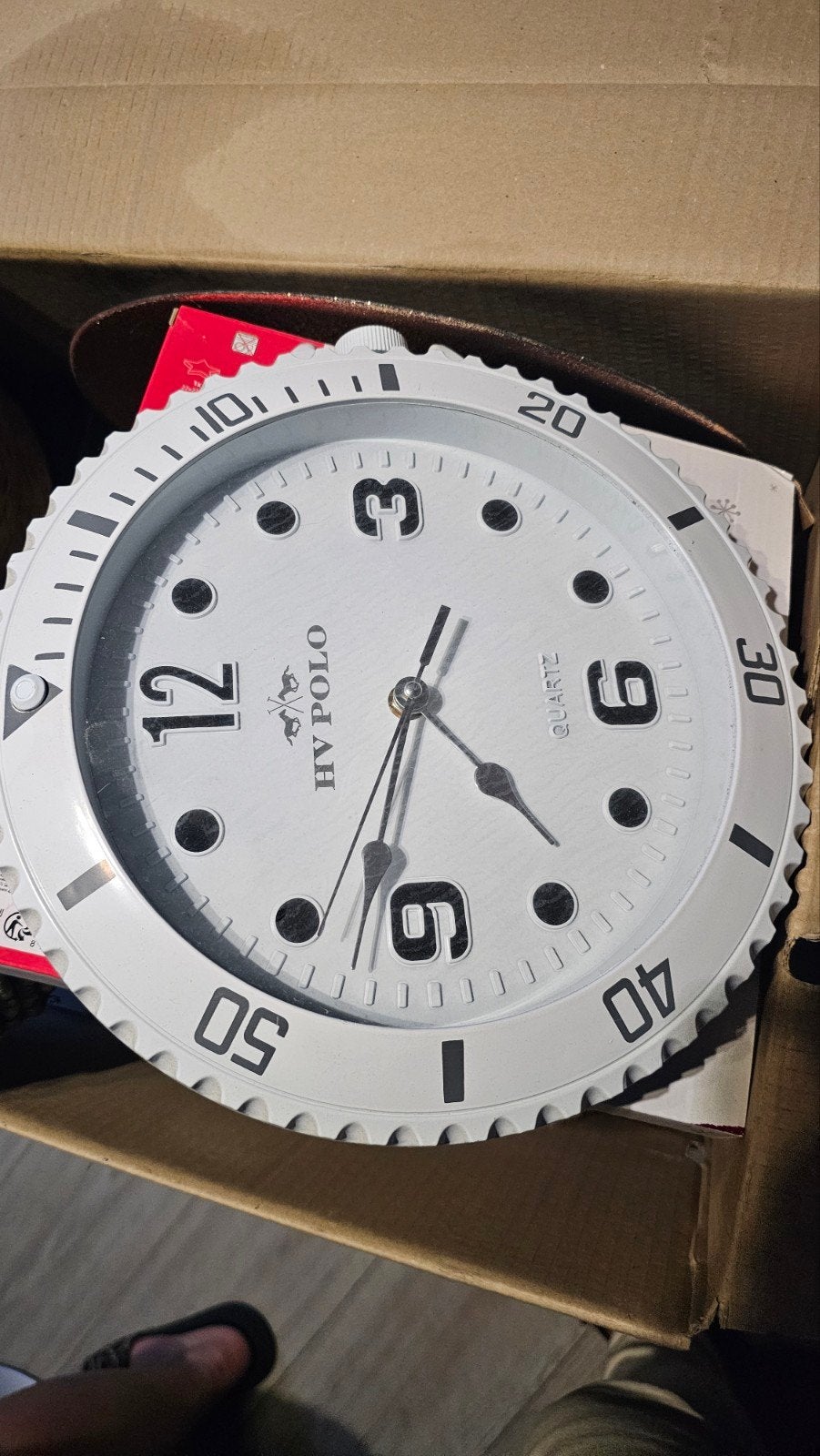 HV Polo Wandklok - Wit, Analoog, Quartz Uurwerk, Ophalen