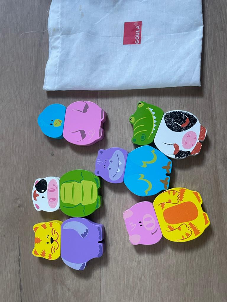 Houten dierenpuzzel, Kinderen en Baby's, Speelgoed | Kinderpuzzels, Ophalen of Verzenden, Gebruikt, 6 maanden tot 2 jaar, Van hout