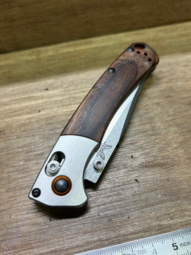 Benchmade Zakmes met Houten Handvat en Clip, Ophalen of Verzenden, Zo goed als nieuw