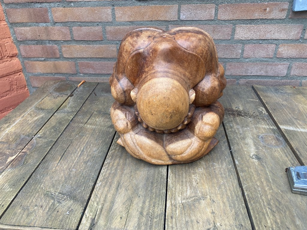 Houten Beeld, de huilende Yogi man - Orang Malu, Handgemaakt, Ophalen of Verzenden, Zo goed als nieuw, Hout