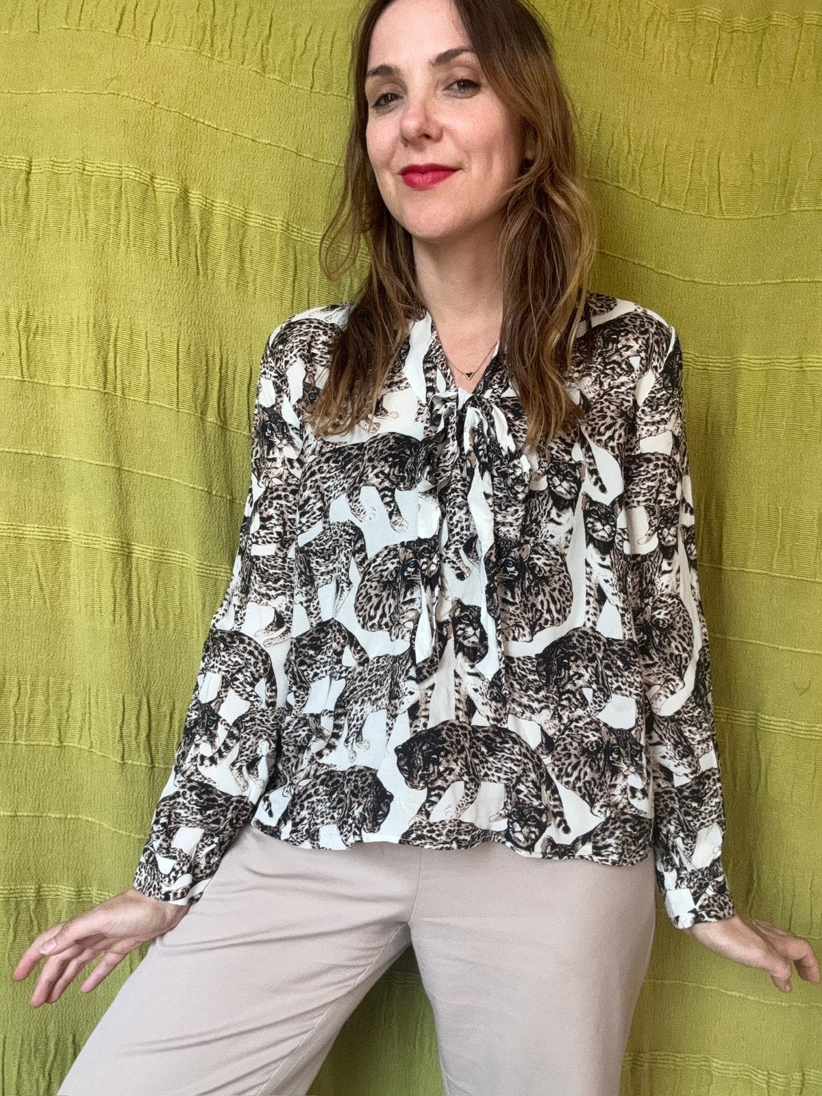Blouse / shirt h&M- panter / kat - 38/M/medium, Kleding | Dames, Maat 38/40 (M), Hgv, Hgv, Ophalen of Verzenden