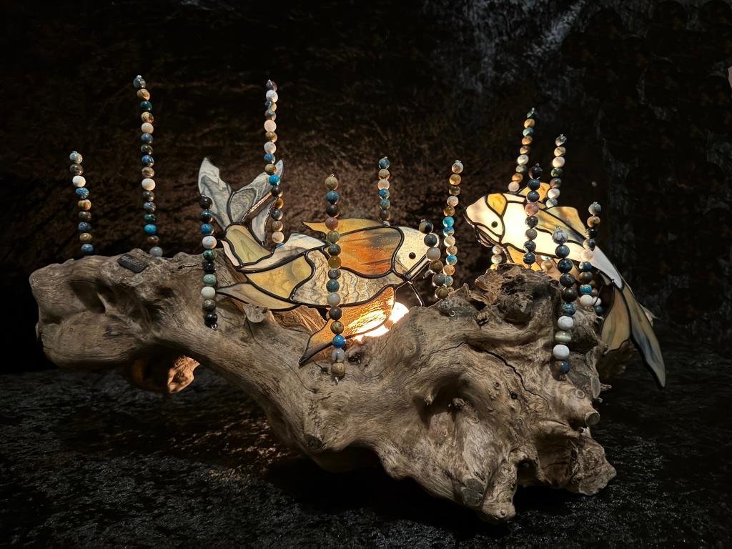 Glas in Lood tiffany De Koi Karpers op hout Artfromtheheart, Ophalen