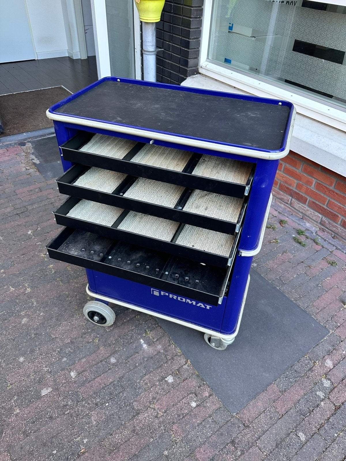 Promat Gereedschapswagen met Lades - Blauw, Ophalen, Zo goed als nieuw