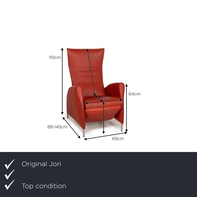 Jori JR3490 Relaxfauteuil - Rood Leer, Huis en Inrichting, Fauteuils, Ophalen, Gebruikt, 50 tot 75 cm, Modern, Design