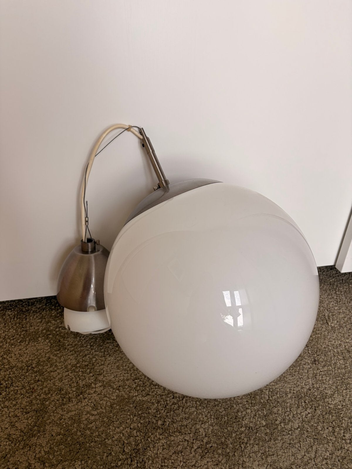 Hanglamp ~ retro melkglas bol, Huis en Inrichting, Ophalen of Verzenden, Minder dan 50 cm, Retro, Glas