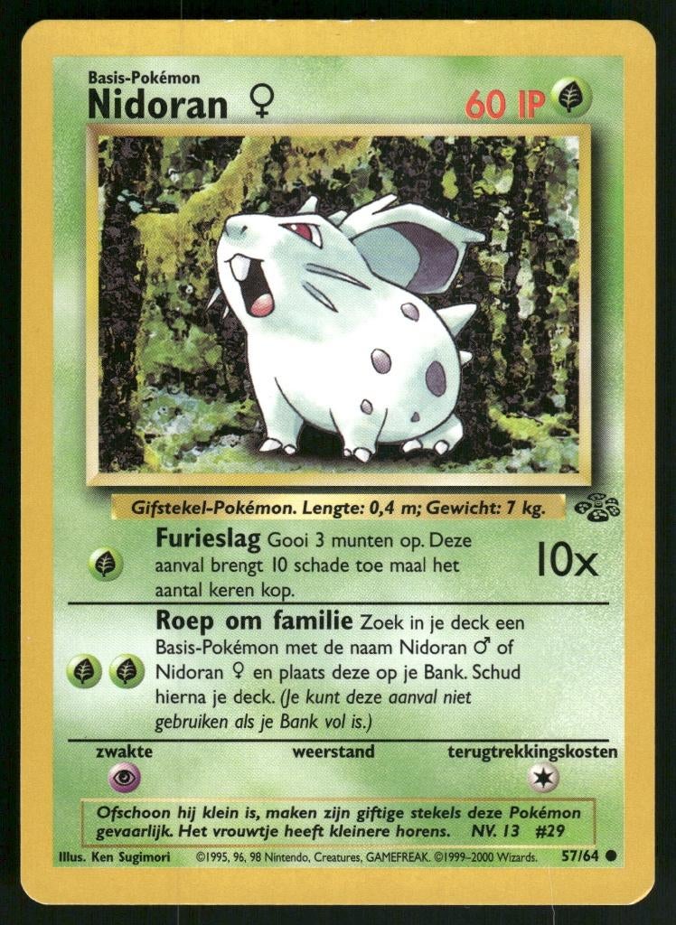 Nidoran  57/64 - Jungle (NL) (NM), Hobby en Vrije tijd, Verzamelkaartspellen | Pokémon, Gebruikt, Verzenden