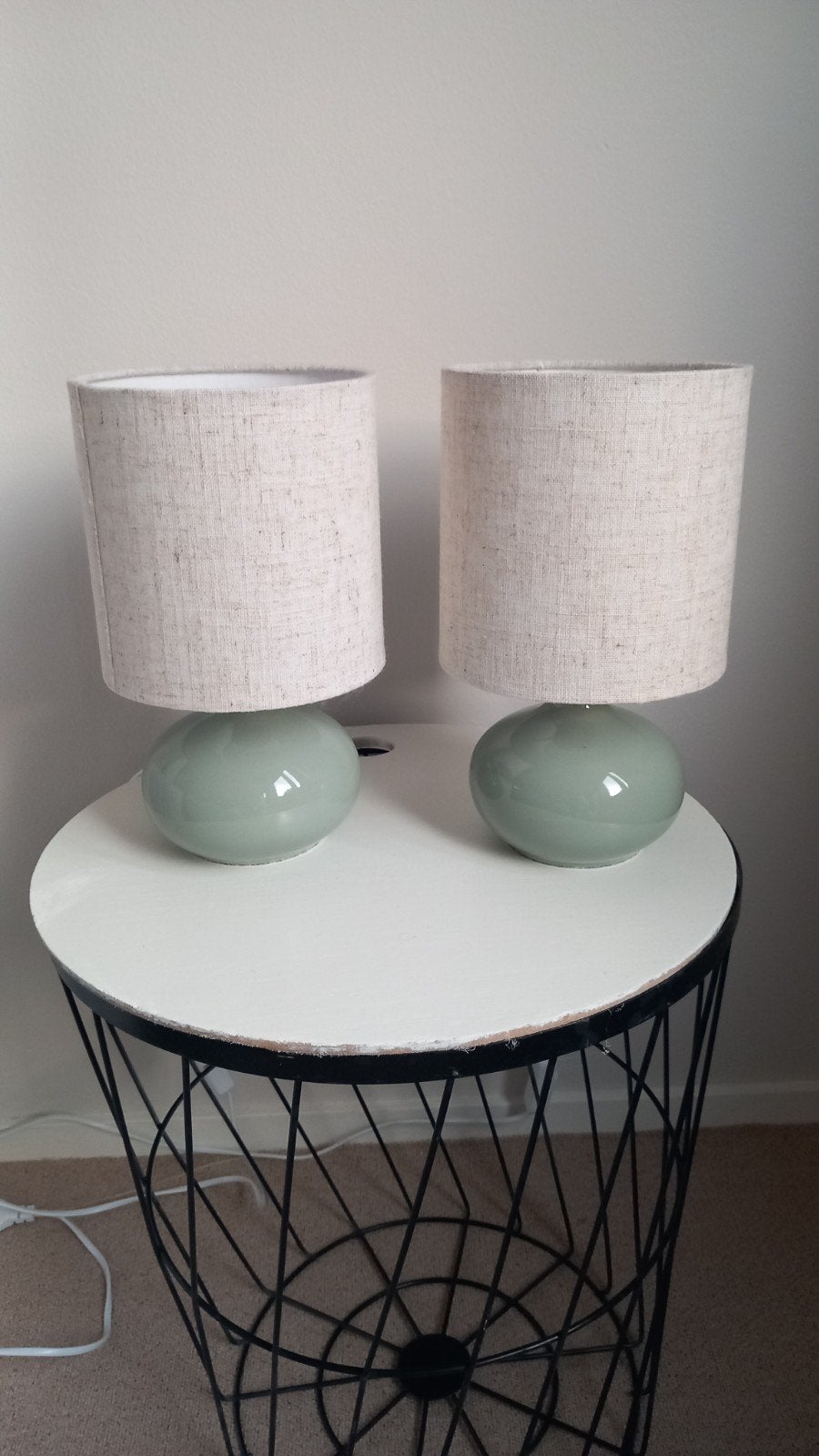 Set van 2 JYSK Eivin Bedlampjes/Tafellampjes - Mintgroen, Ophalen, Groen, Textiel, Modern