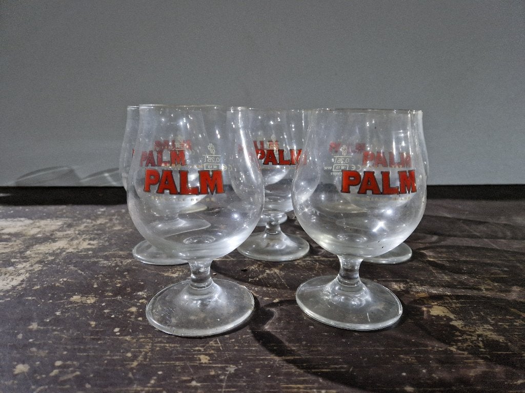 8 stuks Palm bierglas op voet 0.25l 14cm hoog, Verzamelen, Biermerken, Ophalen of Verzenden, Zo goed als nieuw, Glas of Glazen