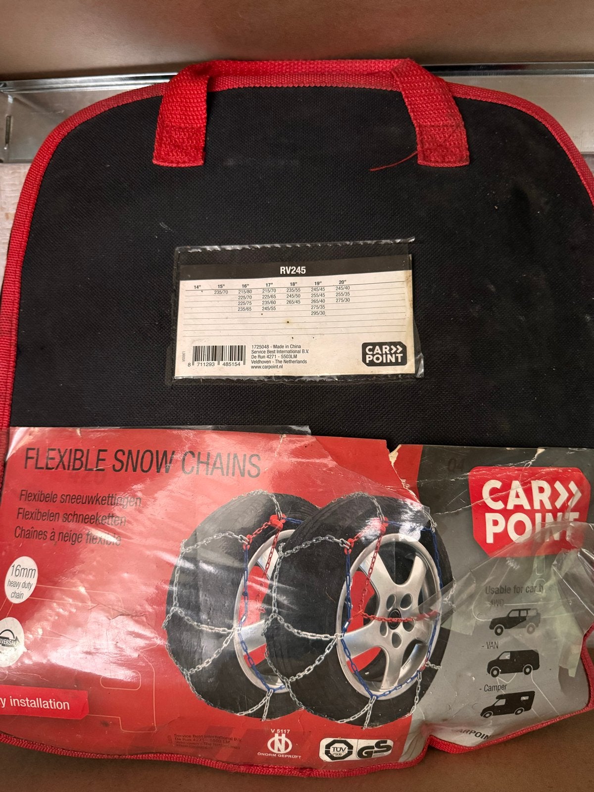 Carpoint RV245 Flexibele Sneeuwkettingen 16mm, Auto diversen, Ophalen of Verzenden, Nieuw