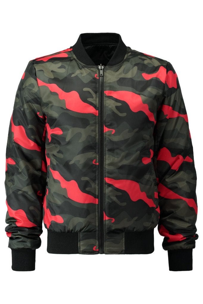 Nieuwe Heren Bomberjack - Camouflage - Groen / Rood - Maat L, Verzenden, Nieuw, Maat 52/54 (L), Meerkleurig