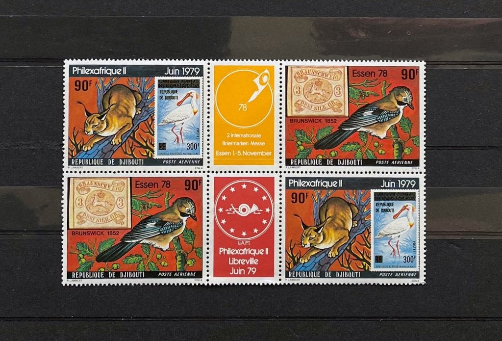 Djibouti 1978 Postfris Vlaamse Gaai Lepelaar Woestijn Lynx, Ophalen of Verzenden, Overige landen, Postfris