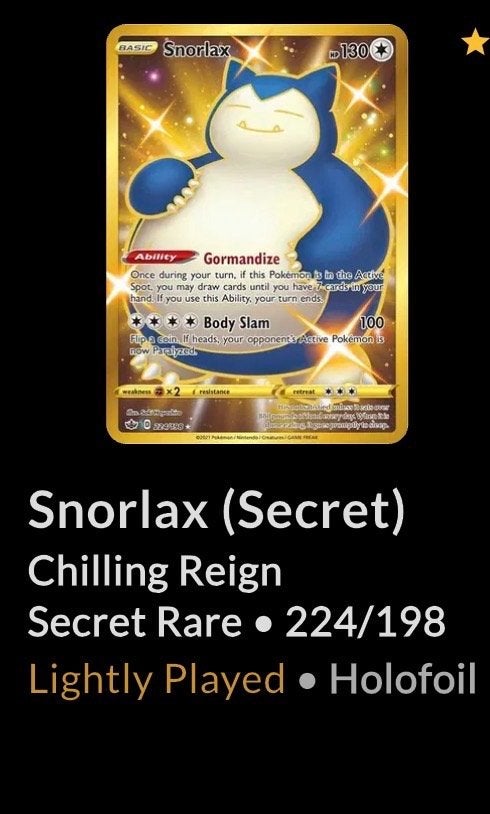 Snorlax #224, Ophalen, Zo goed als nieuw, Losse kaart, Foil