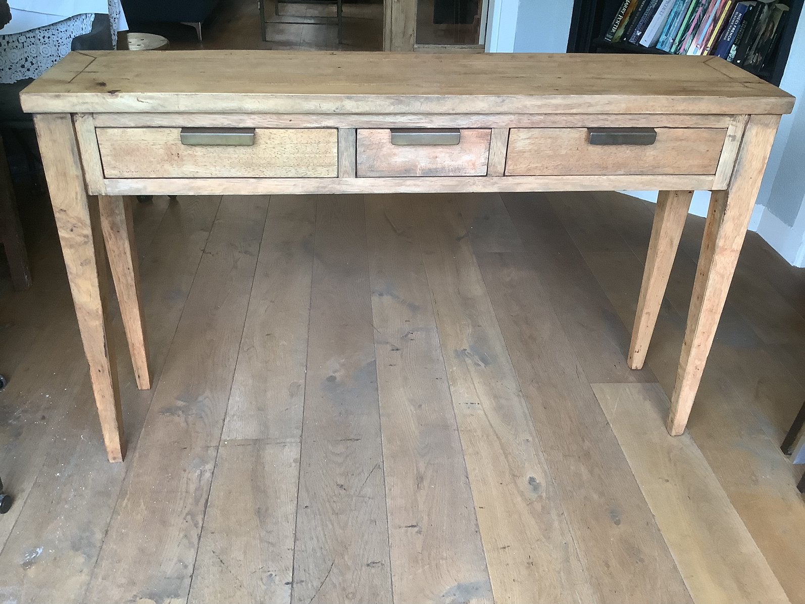 Sidetable oud Teak groot lades vintage €95, Huis en Inrichting, Tafels | Sidetables, Ophalen, 100 tot 150 cm, Zo goed als nieuw