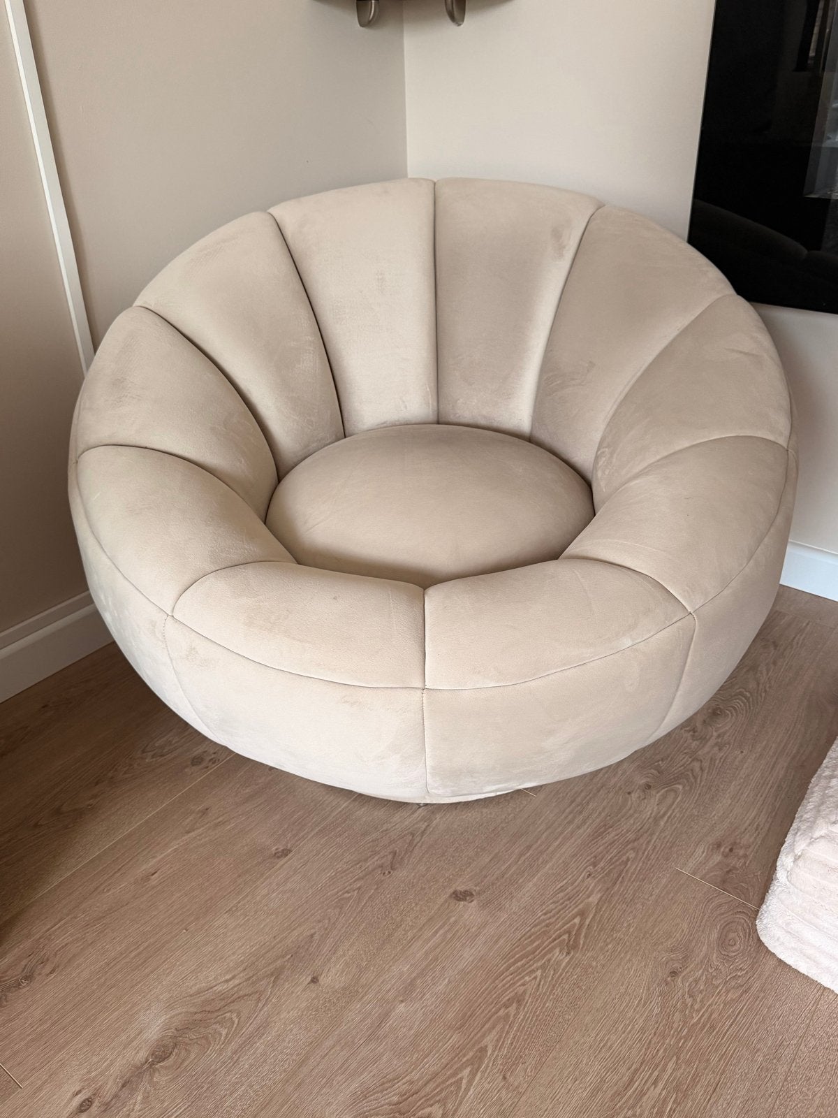 Comfortabele beige greige draaifauteuil richmond als nieuw, Ophalen, Zo goed als nieuw, Stof