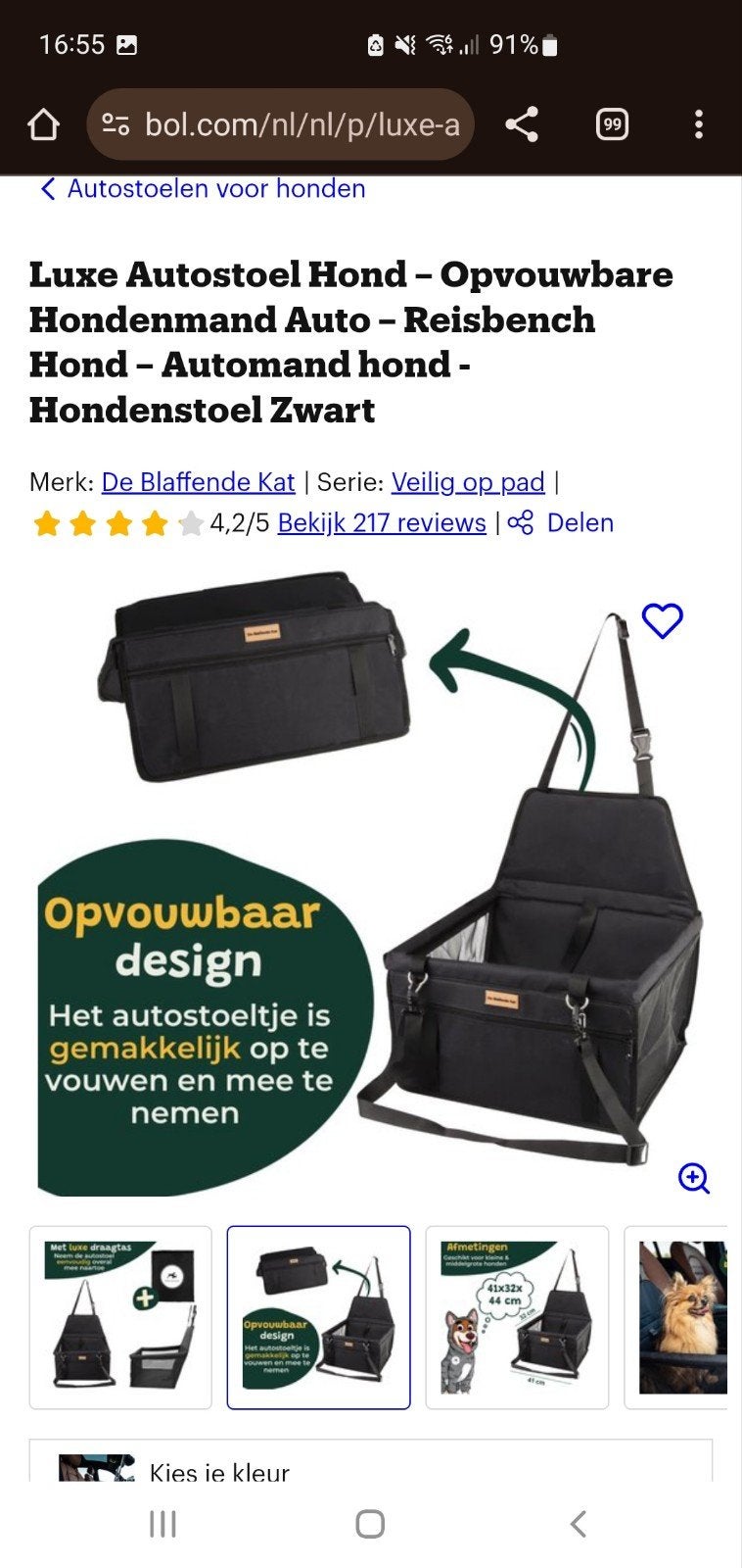 Hondenstoel auto, Ophalen, Zo goed als nieuw, Hondenautostoel