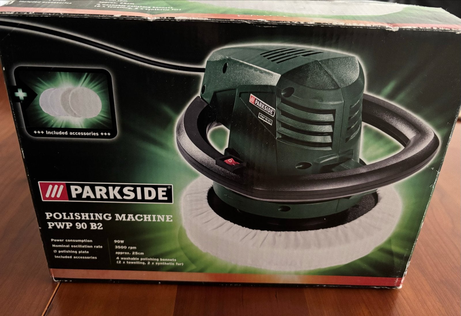 Parkside Poetsmachine PWP 90 B2 - 90W met accessoires, Doe-het-zelf en Verbouw, Ophalen of Verzenden, Zo goed als nieuw, Minder dan 600 watt
