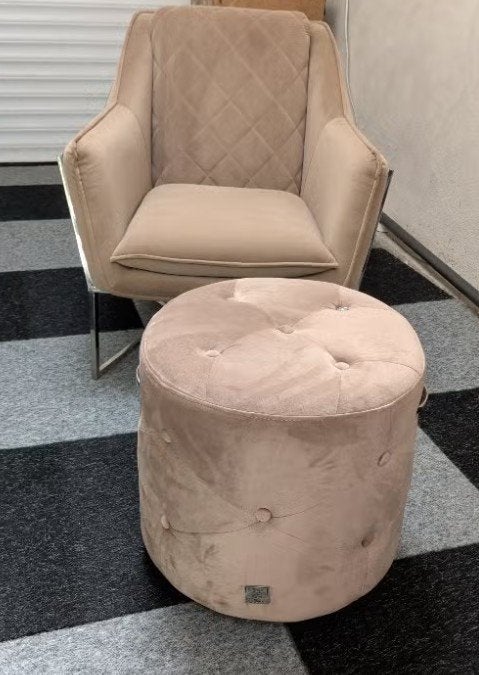Poef Riviera Maison creme, Ophalen, Minder dan 50 cm, Rond, Minder dan 50 cm