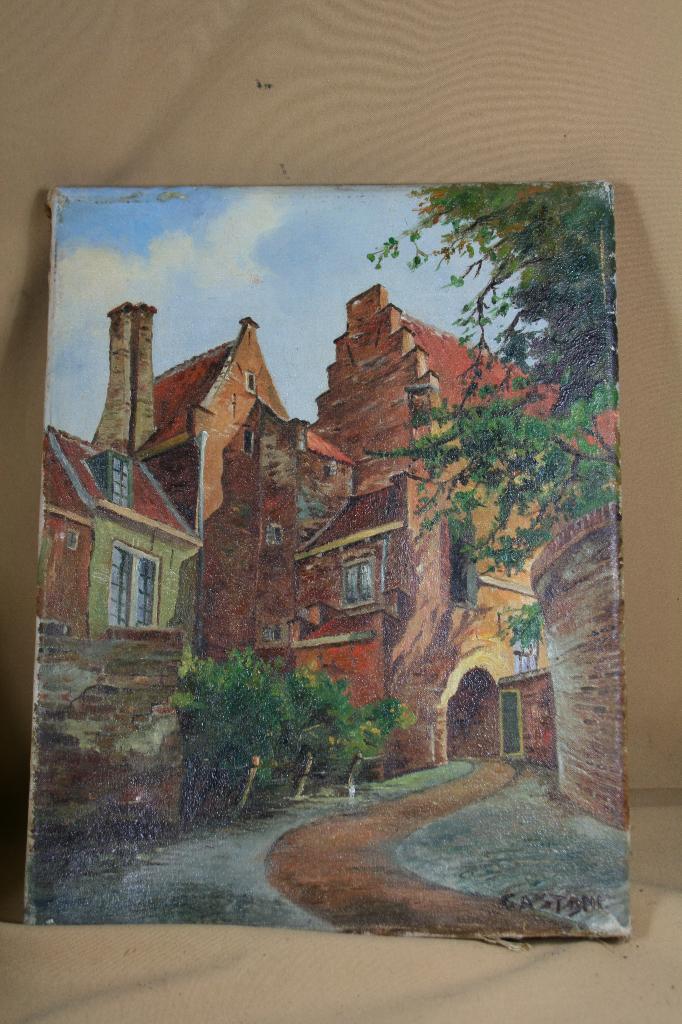 Schilderij van de Kuiperspoort in Middelburg, Antiek en Kunst, Kunst | Schilderijen | Klassiek, Ophalen of Verzenden