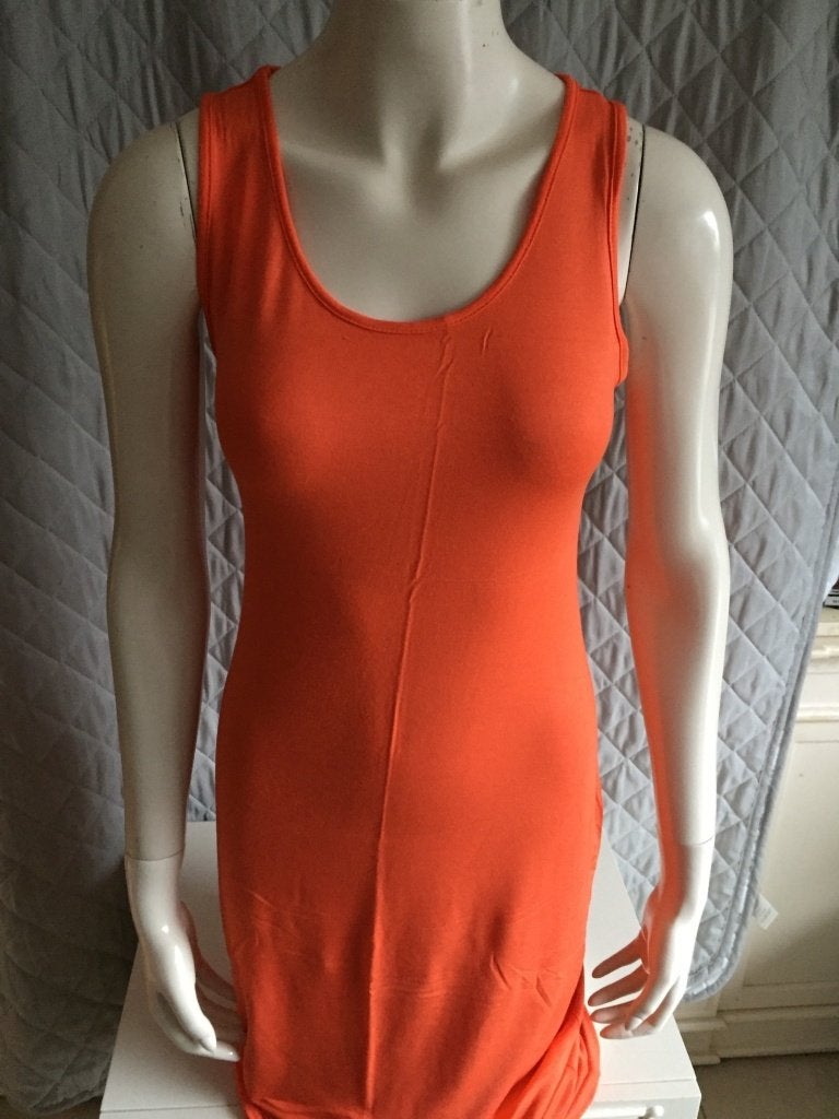 Pretty body maxidress oranje lange jurk maat s/m (2b26)