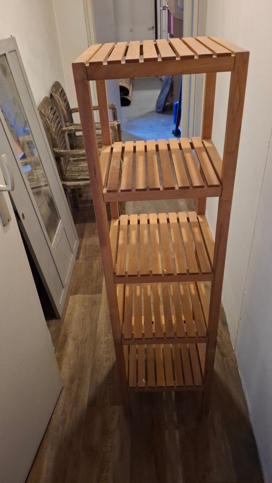 Houten rek met 5 planken, 30x30x140 cm, Ophalen, Gebruikt