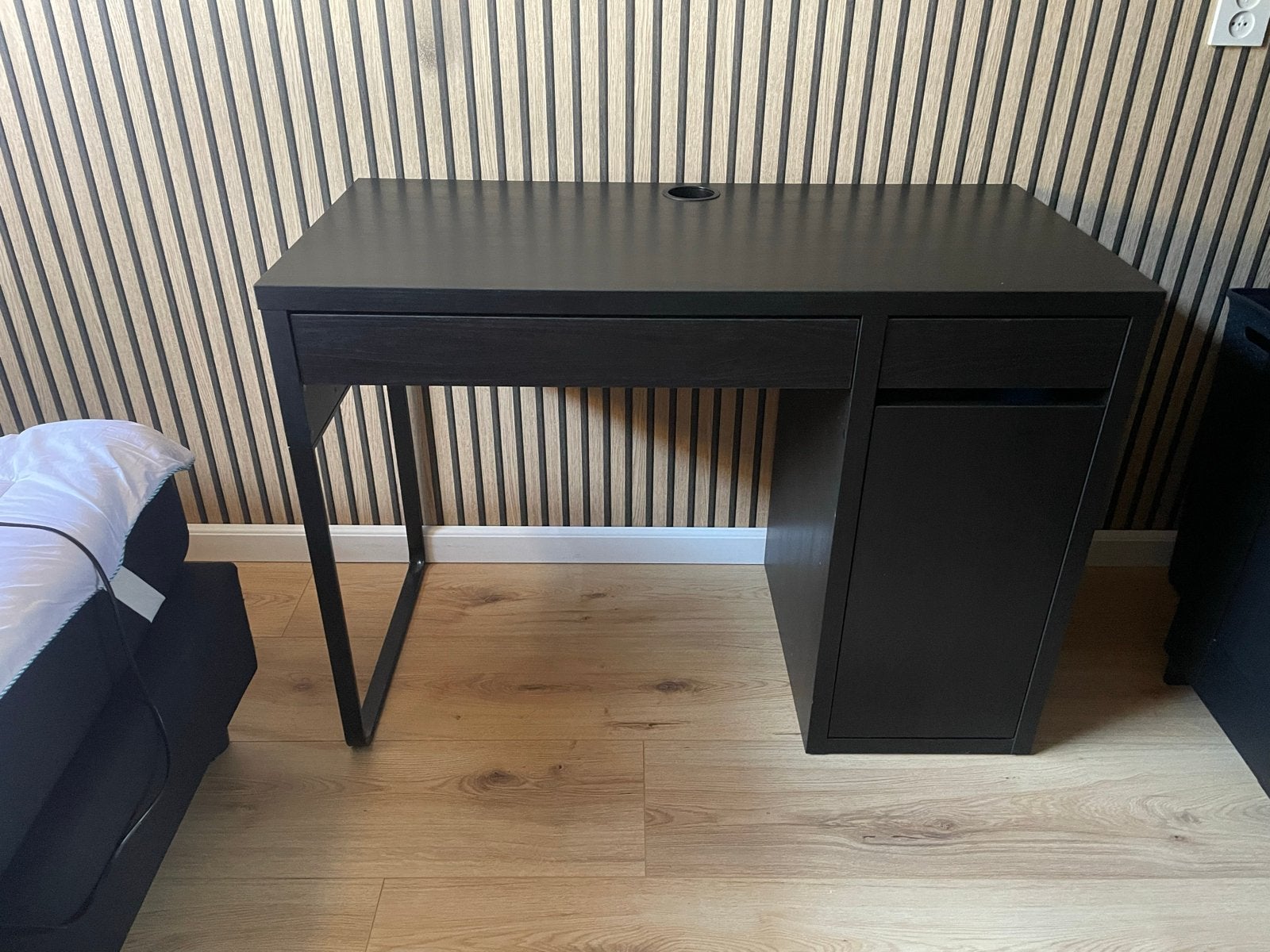 Zwart bureau met lade en opbergruimte, Ophalen, Zwart, Gebruikt, Met lades