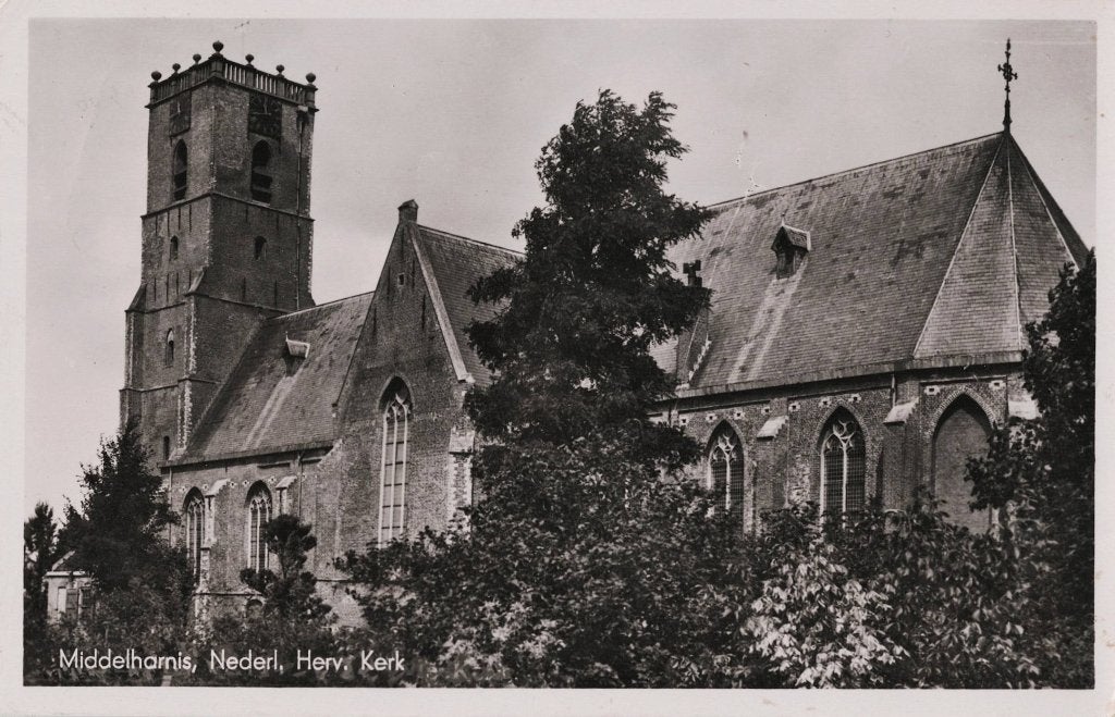 Middelharnis–Nederl. Herv. Kerk. Gelopen Lunteren 1948 Tekst, Ophalen of Verzenden, 1940 tot 1960, Gelopen, Zuid-Holland