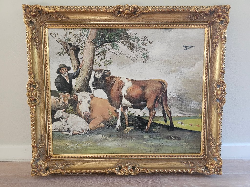 Handgeschilderde replica "De Stier", Antiek en Kunst, Kunst | Schilderijen | Klassiek, Overige onderwerpen, Oud hollands, Olieverf