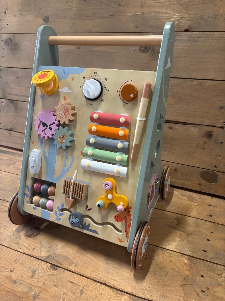Houten activiteiten loopwagen montessori speelgoed, Ophalen of Verzenden, Nieuw, Duw- of Trekspeelgoed