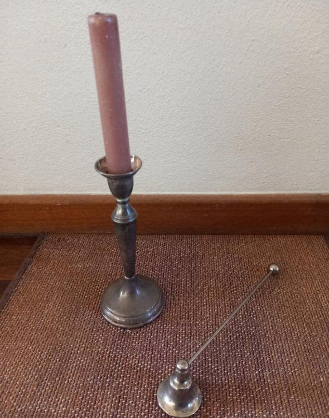 Verchroomde kandelaar 18cm plus, kaars dover 22cm geldrop, Ophalen of Verzenden, Overige materialen