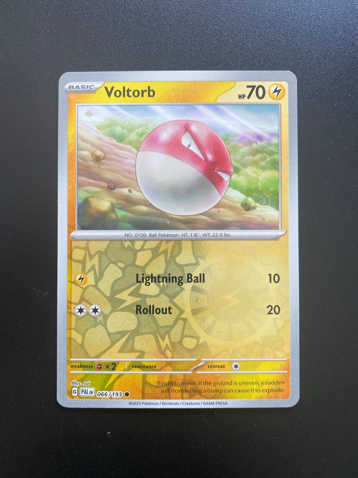 Voltorb 066/193 Reverse Holo Pokémon Paldea Evolved, Ophalen of Verzenden, Zo goed als nieuw, Losse kaart, Foil