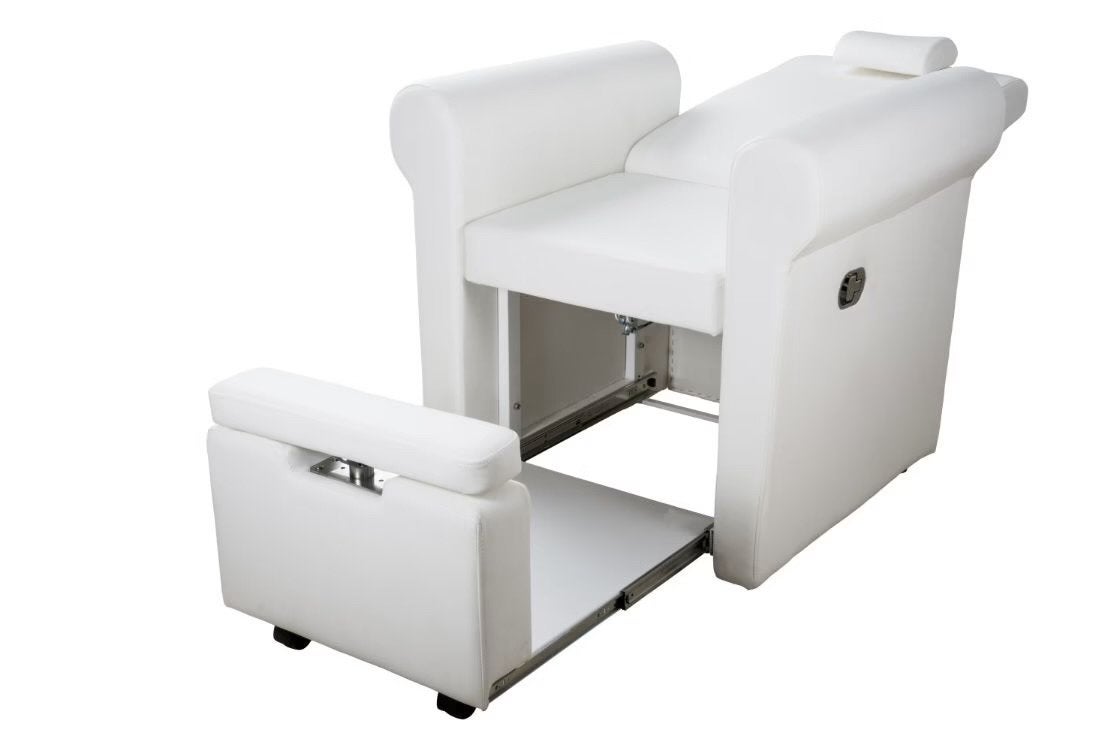 Witte behandelstoel/ Pedicure, manicure, Ophalen, Kunststof, Wit, Zo goed als nieuw