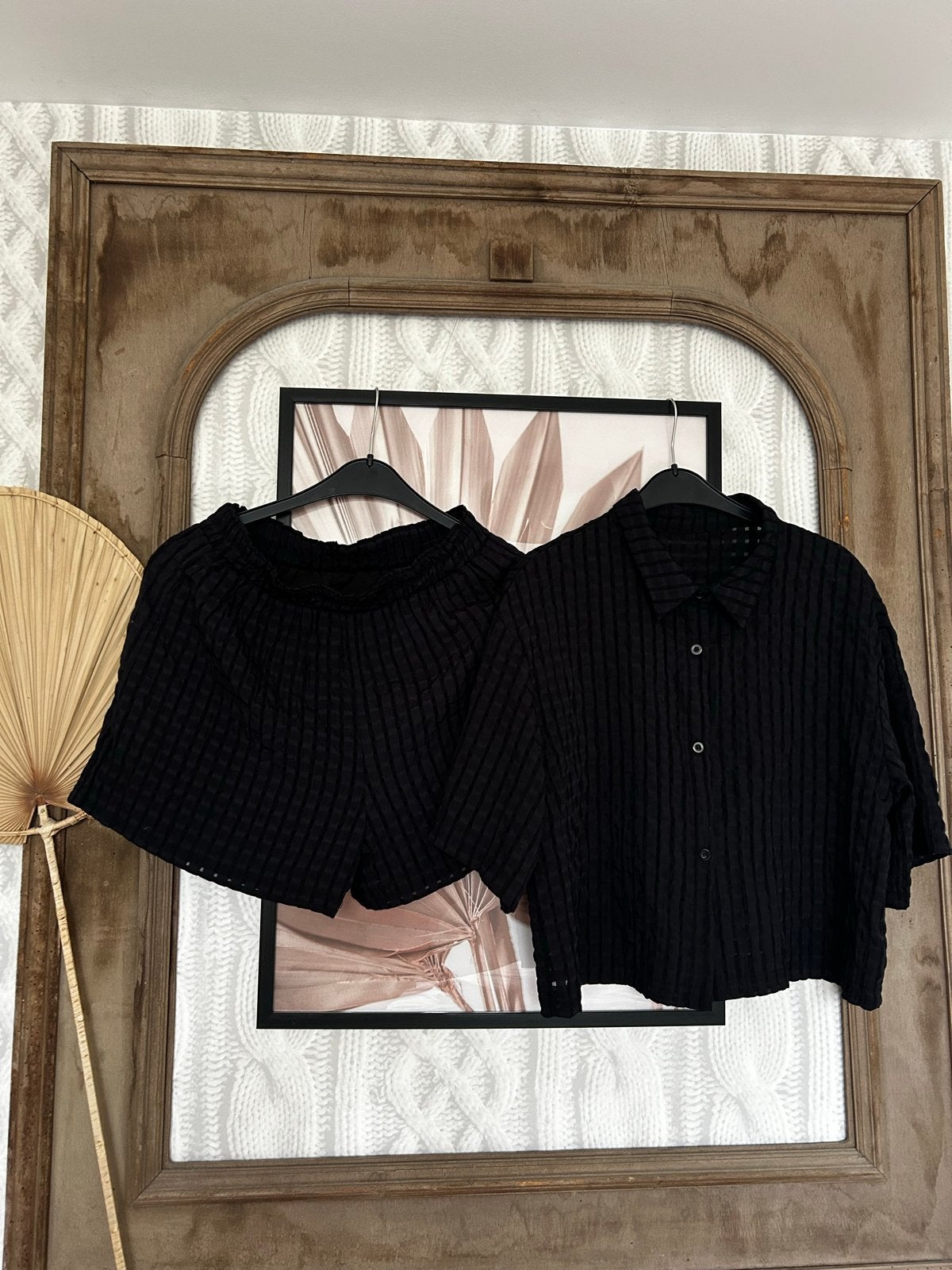 Zwarte 2-delige set: blouse & broekrok - One Size, Ophalen of Verzenden, Zo goed als nieuw, Maat 38/40 (M), Zwart