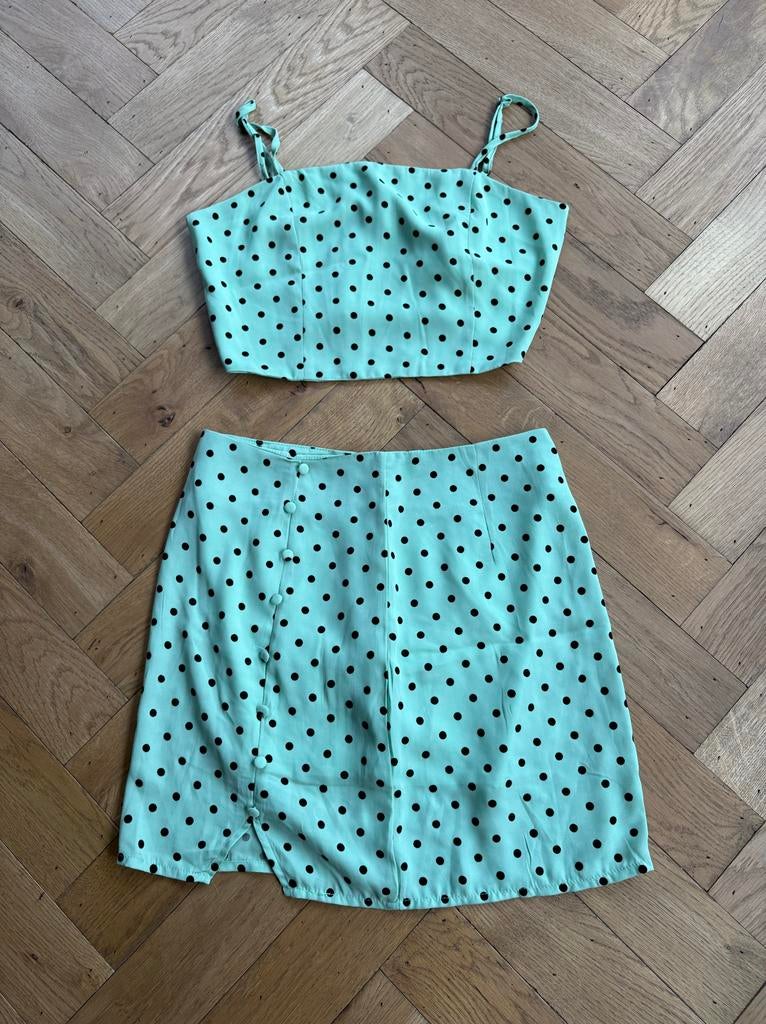 Loavies mintgroene polka dot set (rok en top), Ophalen of Verzenden, Zo goed als nieuw, Maat 34 (XS) of kleiner, Groen