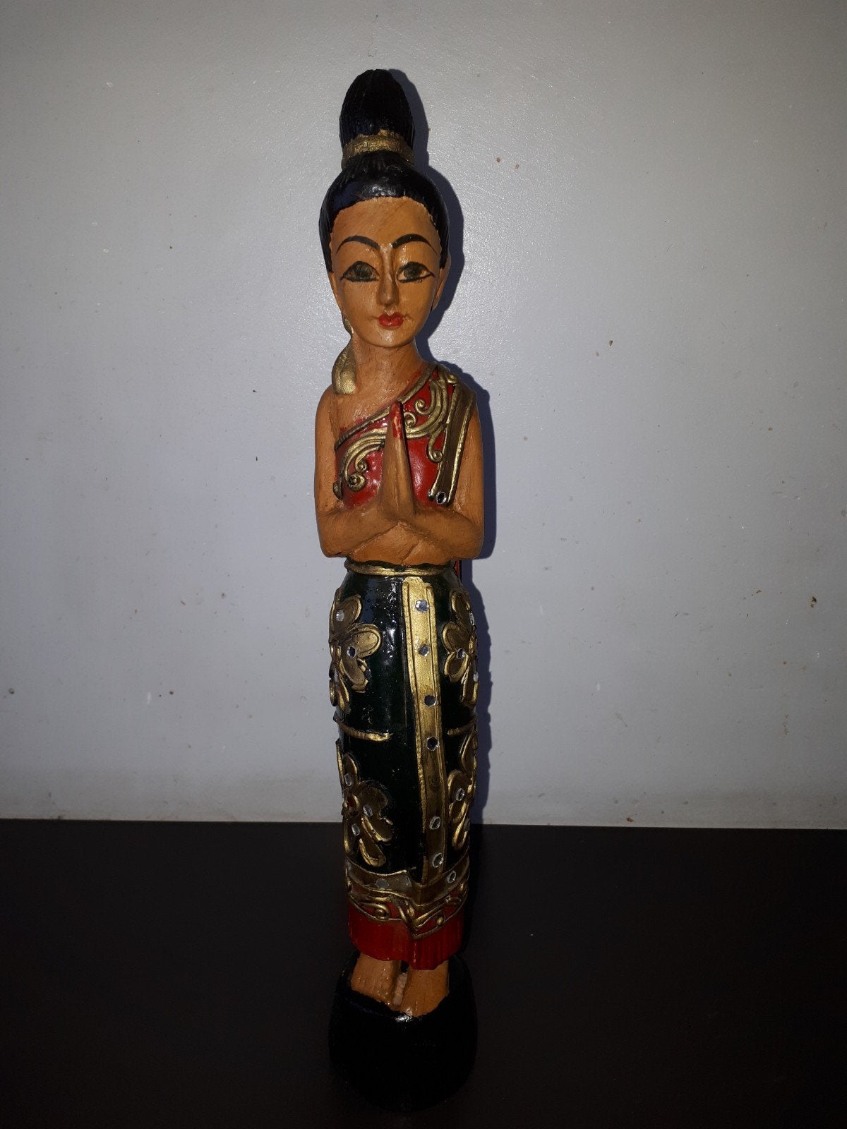 Thais houten beeldje Sawasdee Lady, 38 cm, Ophalen of Verzenden, Zo goed als nieuw, Hout
