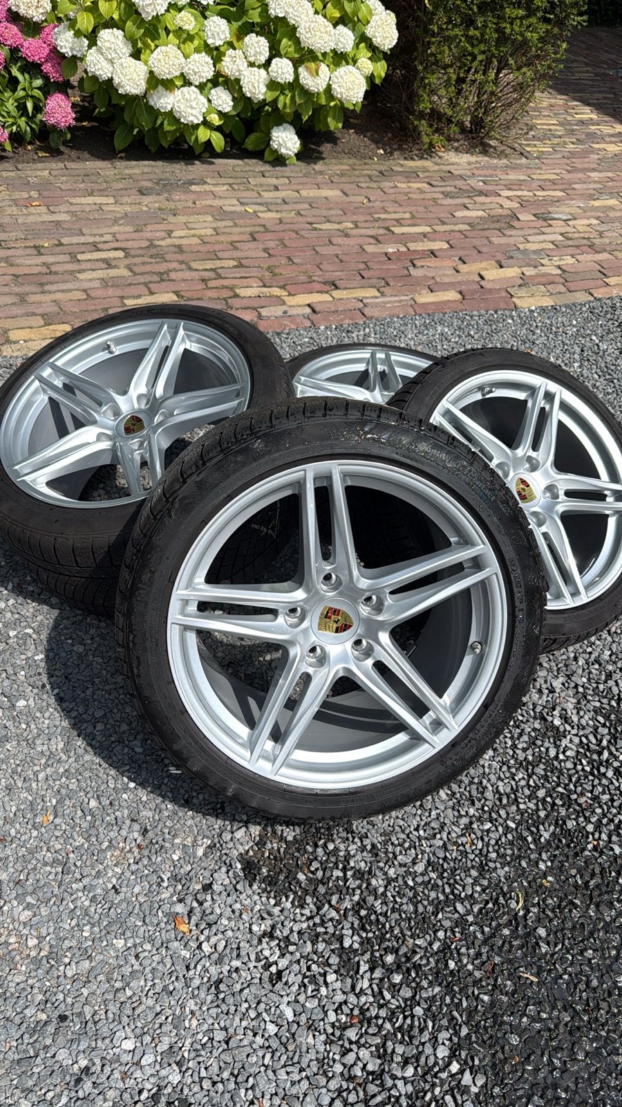 Porsche 911 lichtmetalen velgen met winterbanden, Auto-onderdelen, Gebruikt, Overige, Banden en Velgen, Winterbanden
