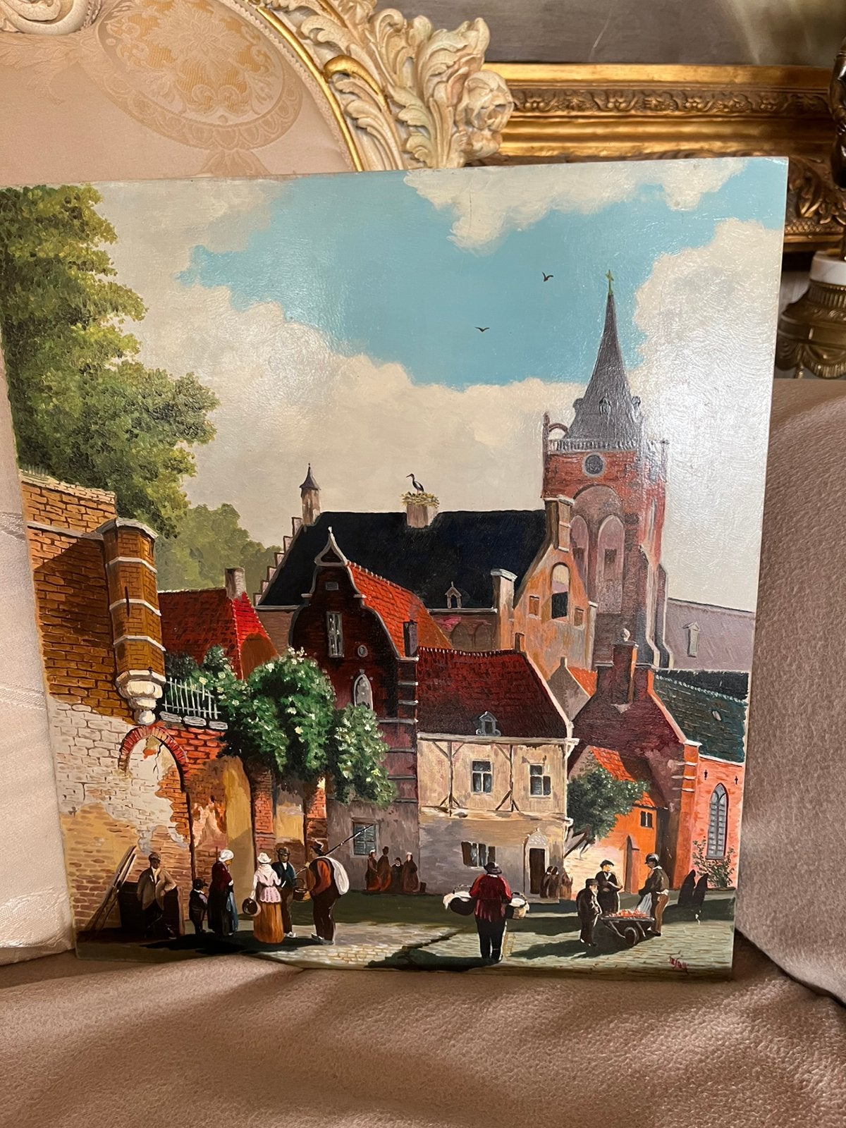 Prachtige olieverf stadsgezicht schilderij, Ophalen