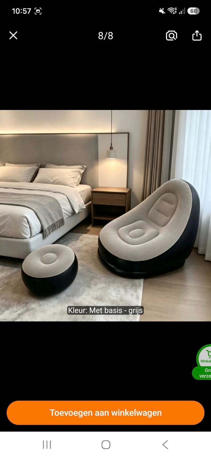 Opblaasbare Lounge Stoel met Voetenbank - Comfortabel, Kunststof, Eenpersoons, Nieuw, 75 tot 100 cm