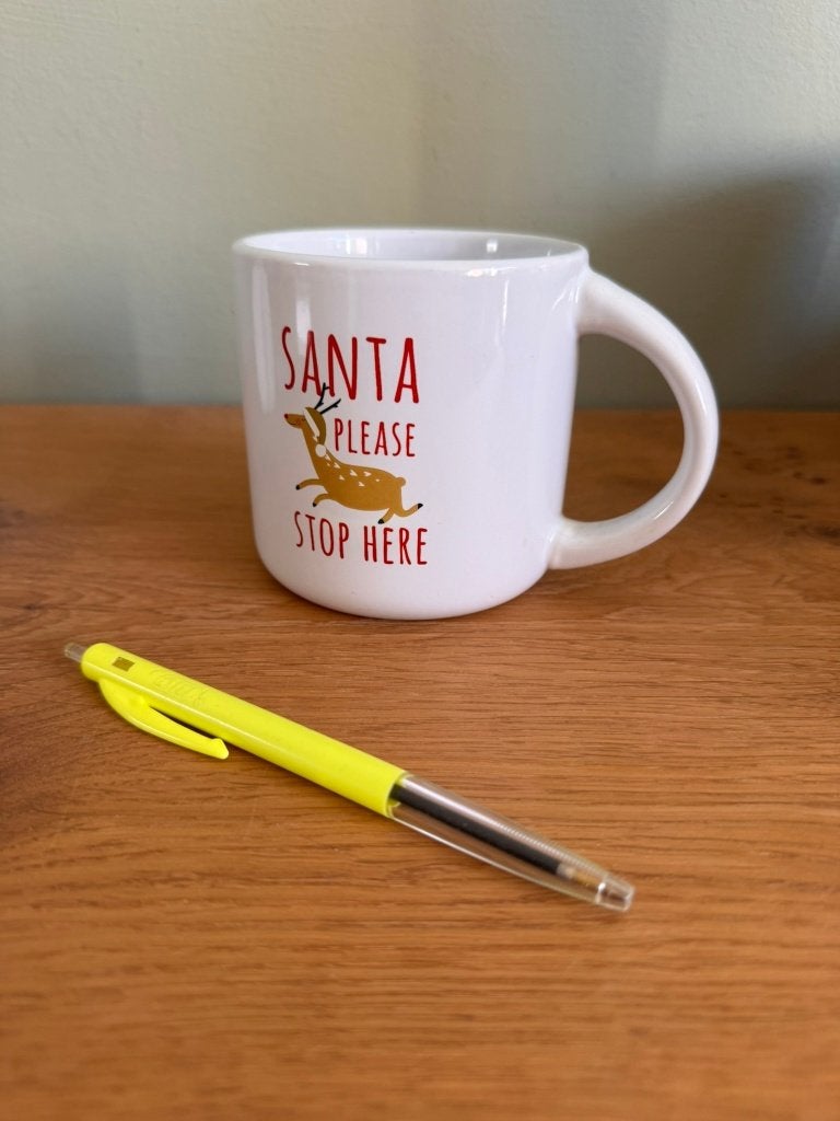 Kerst Mok - Santa Please Stop Here beker kop, Verzenden, Nieuw