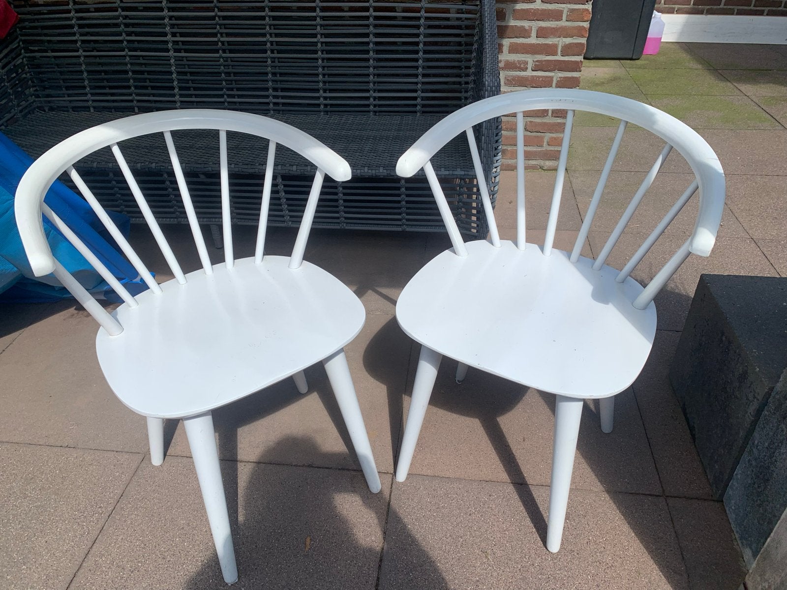 Set van 2 witte houten stoelen - Gebruikt, Ophalen, Gebruikt, Twee, Wit