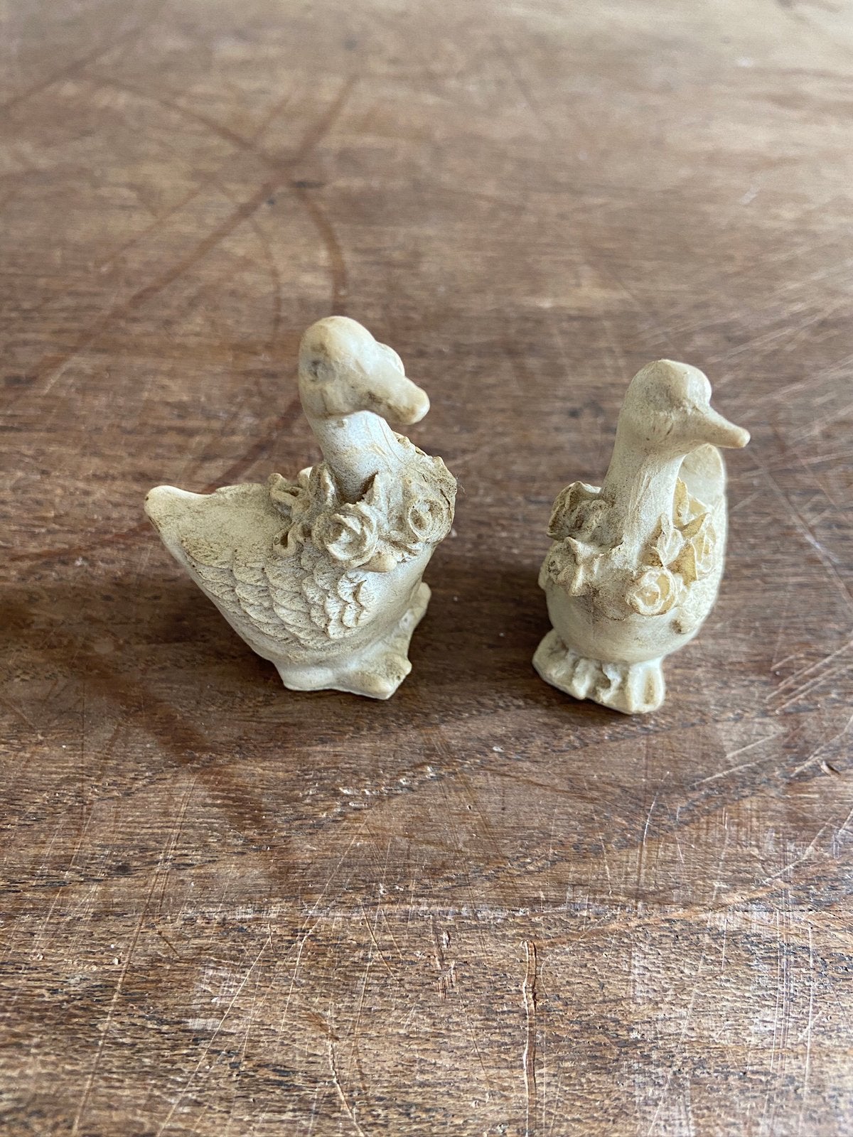 2 leuke stenen ganzen beeldjes, Ophalen of Verzenden, Zo goed als nieuw, Dier