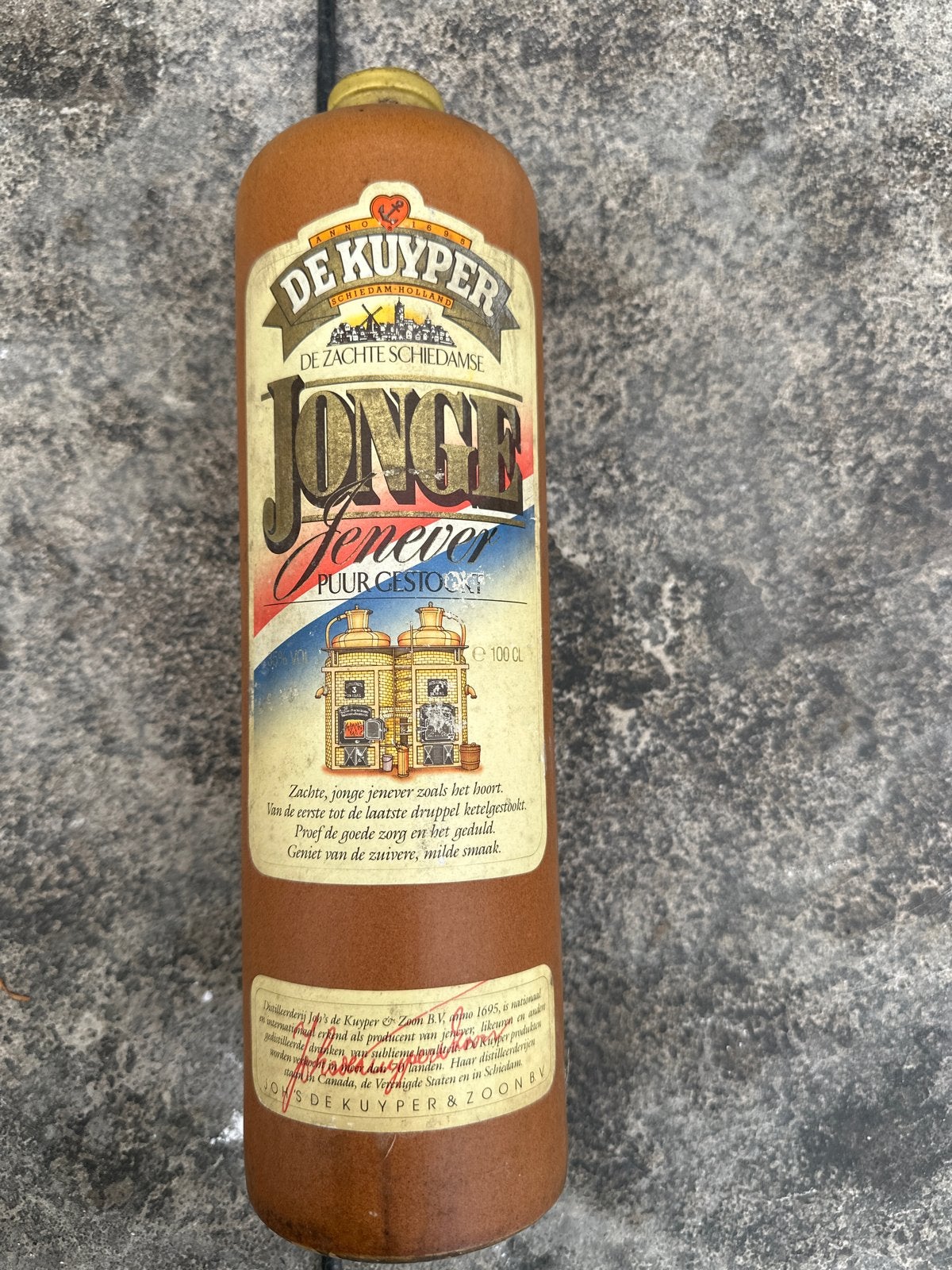 Vintage De Kuyper Jonge Jenever Fles - 100cl, Antiek en Kunst, Ophalen of Verzenden