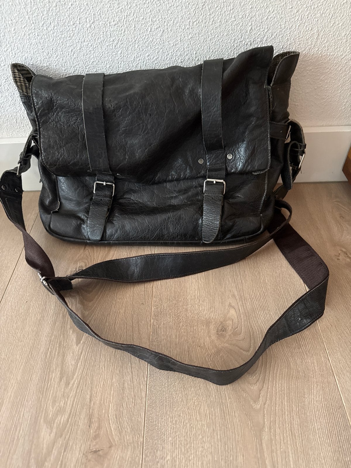 Leren donker bruine laptoptas / werktas - Aunts & Uncles, Sieraden, Tassen en Uiterlijk, Overige merken, Gebruikt, Bruin, Ophalen of Verzenden