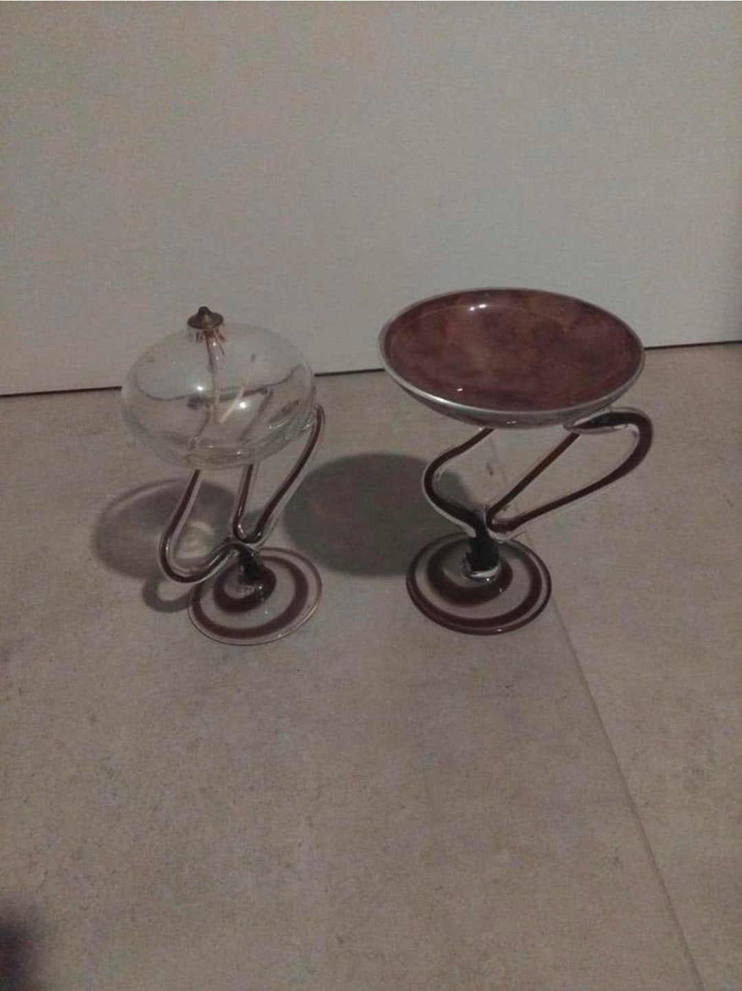 Vintage set handgeblazen, gepolijste amethistglazen murano, Ophalen of Verzenden