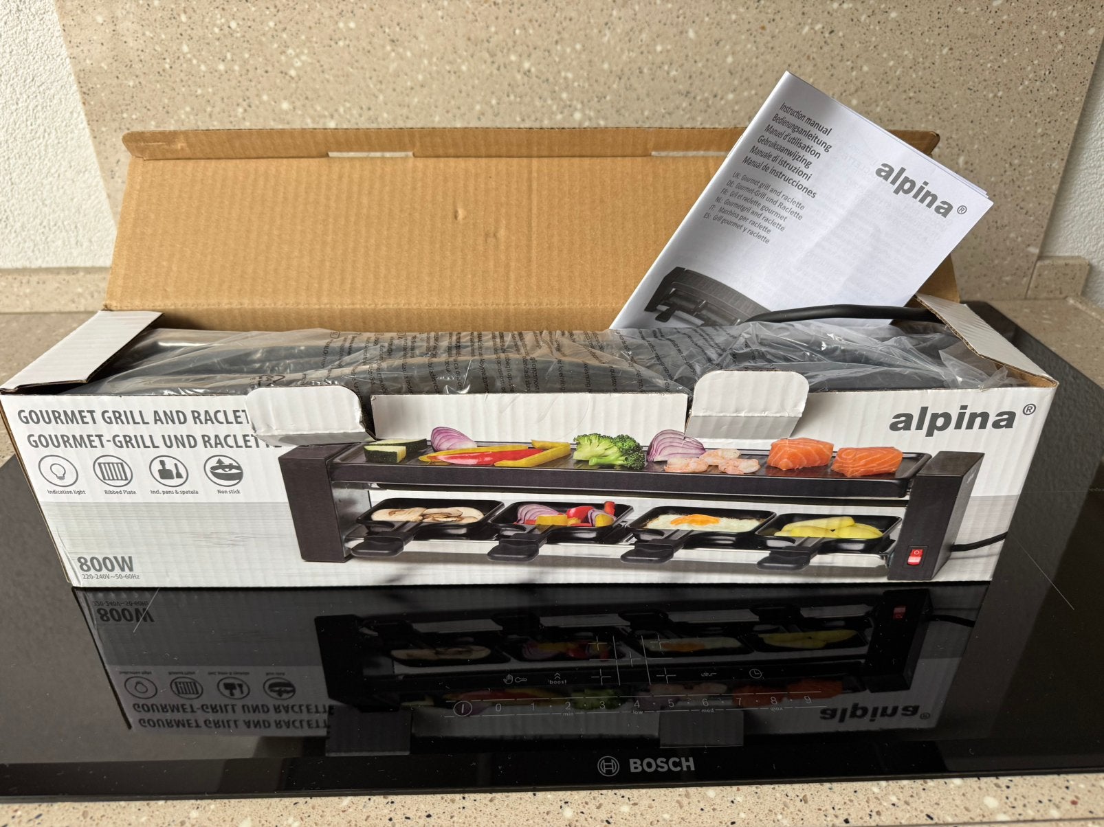 Gourmet grill en raclette van Alpina, Caravans en Kamperen, Ophalen, Zo goed als nieuw
